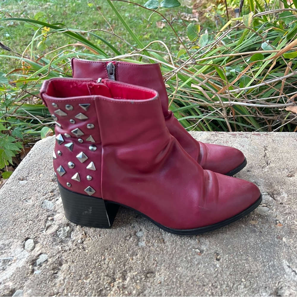 Circus by Sam Edelman Wine Red Studded Ankle Boots